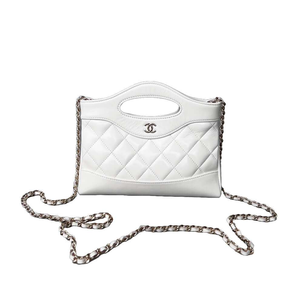 Chanel 31 Mini Shopping Bag Chain Clutch Shiny Lambskin AS3656