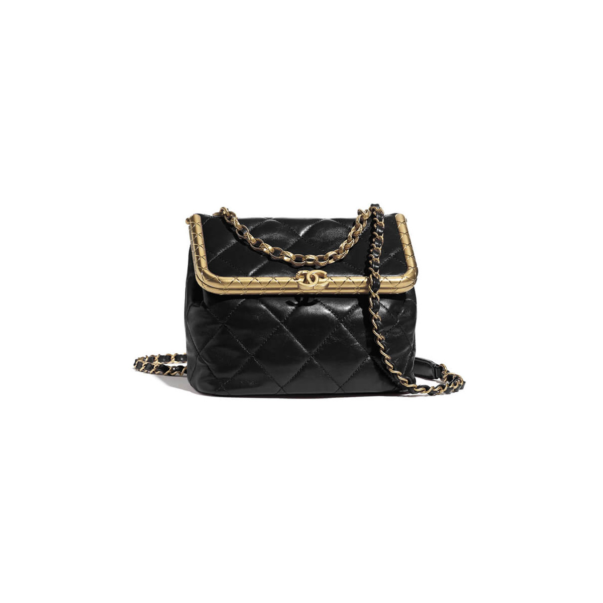 Chanel Lambskin Kiss-Lock Clasp Bag AS1886