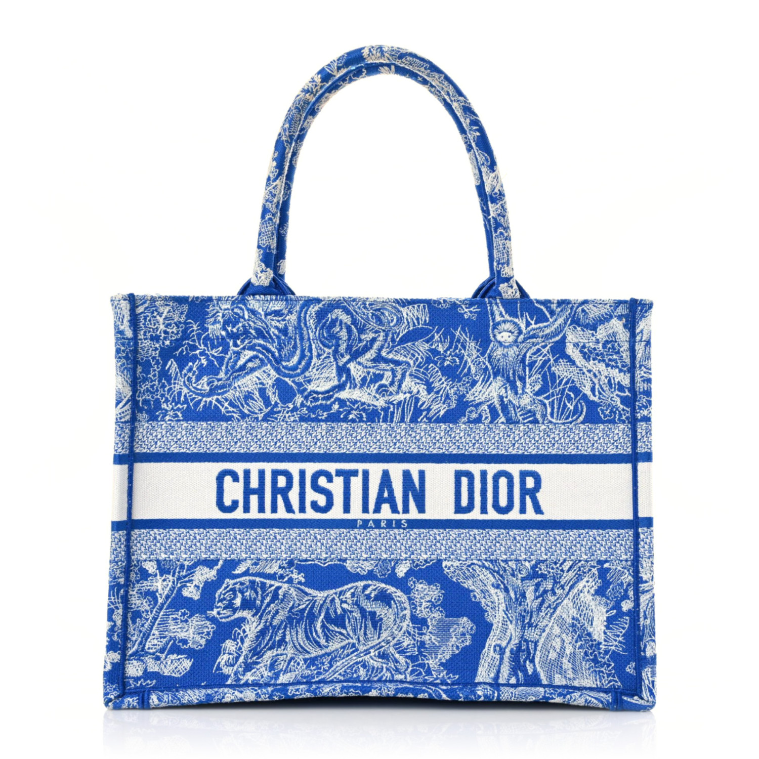 CHRISTIAN DIOR Canvas   Toile  Book Tote Fluorescent Blue