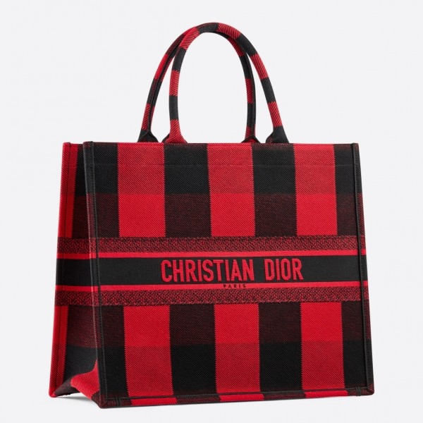 Dior Book Tote Bag  Check Canvas