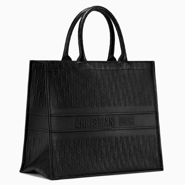 Dior Book Tote Bag In Black  Calfskin