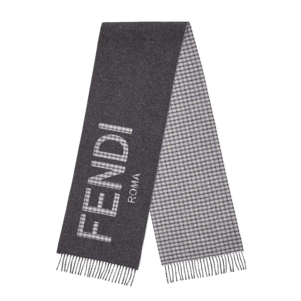 Fendi Grey Wool And Cashmere Scarf FXT334