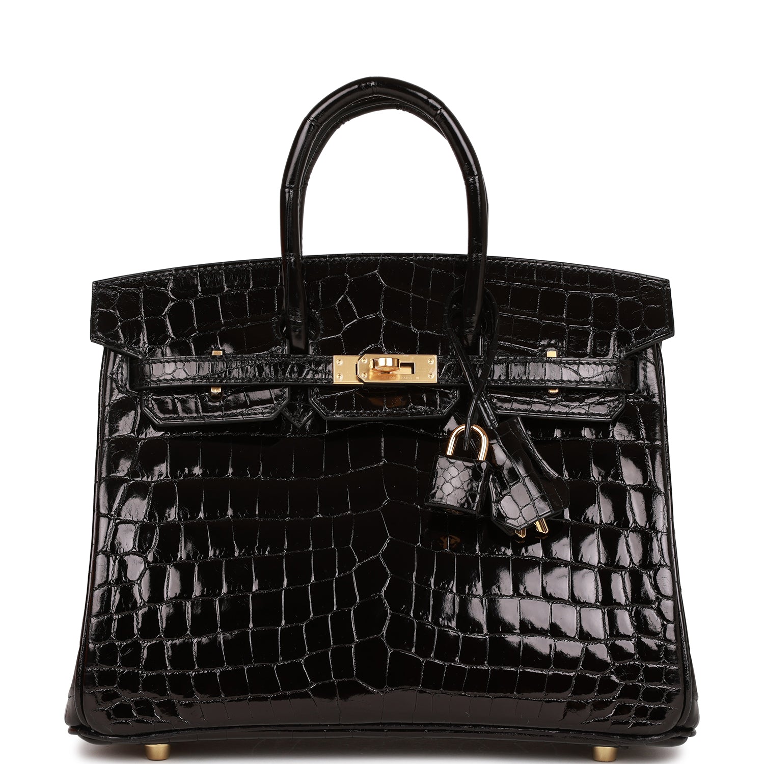 Hermès Birkin 25 Black Shiny Niloticus Crocodile Gold Hardware