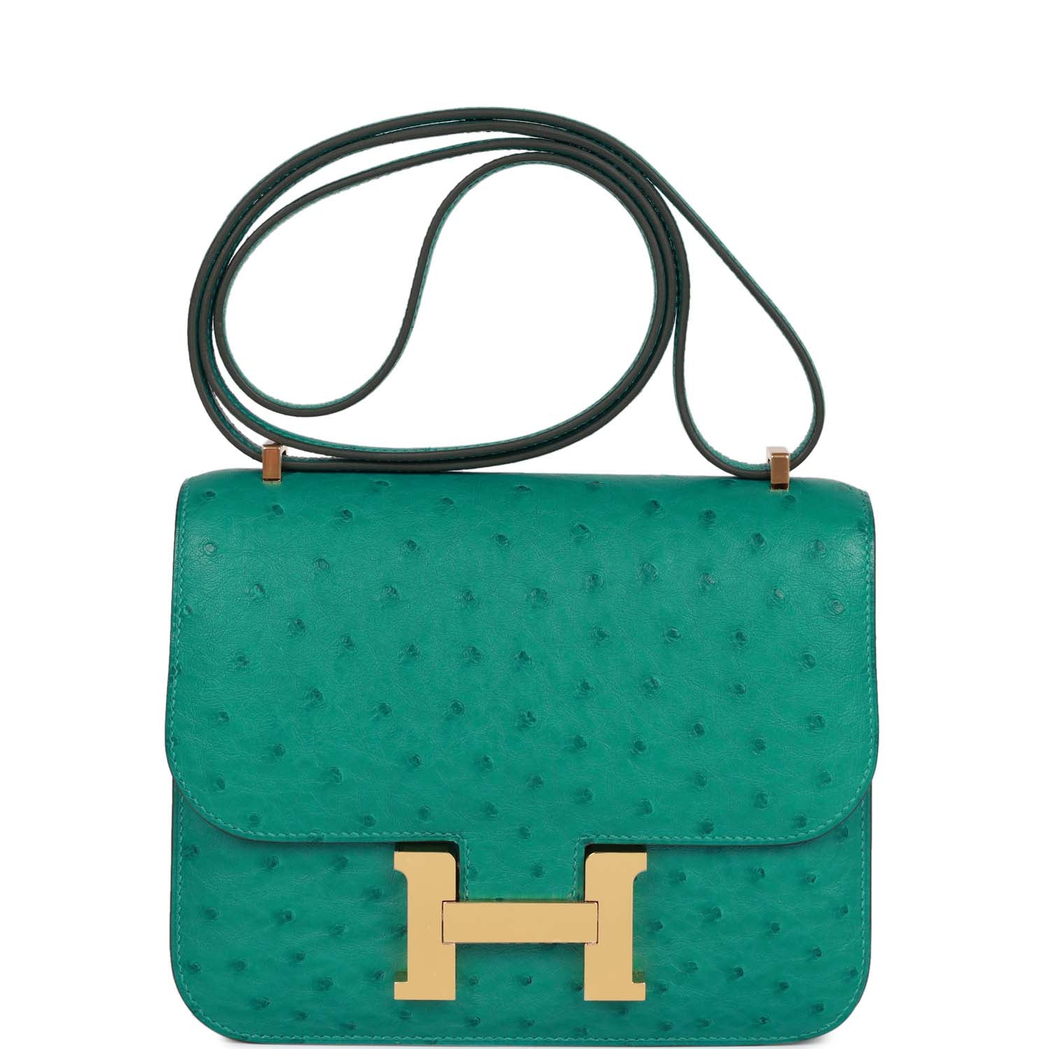 Hermès Constance 18 Vert Verone Ostrich Gold Hardware