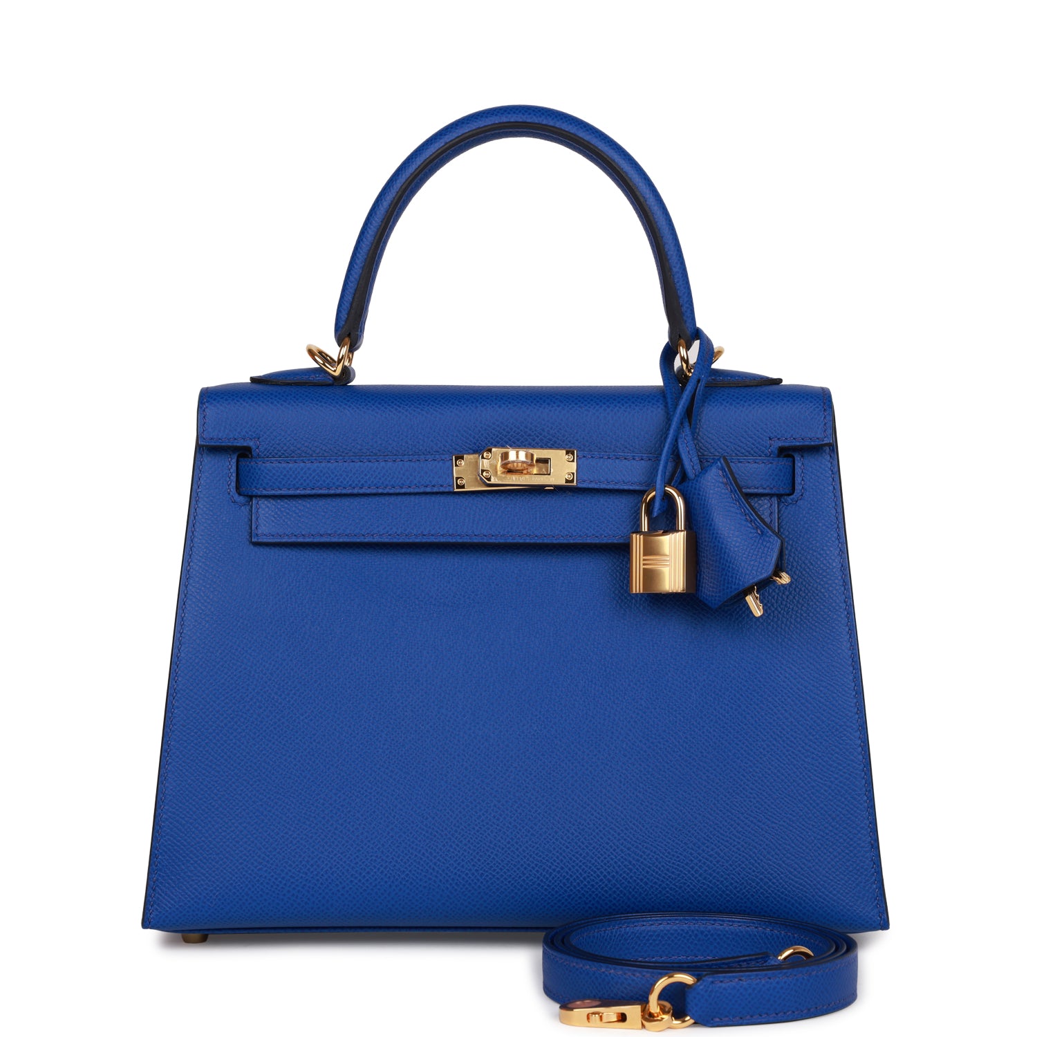 Hermès Kelly Sellier 25 Bleu Royal Epsom Gold Hardware