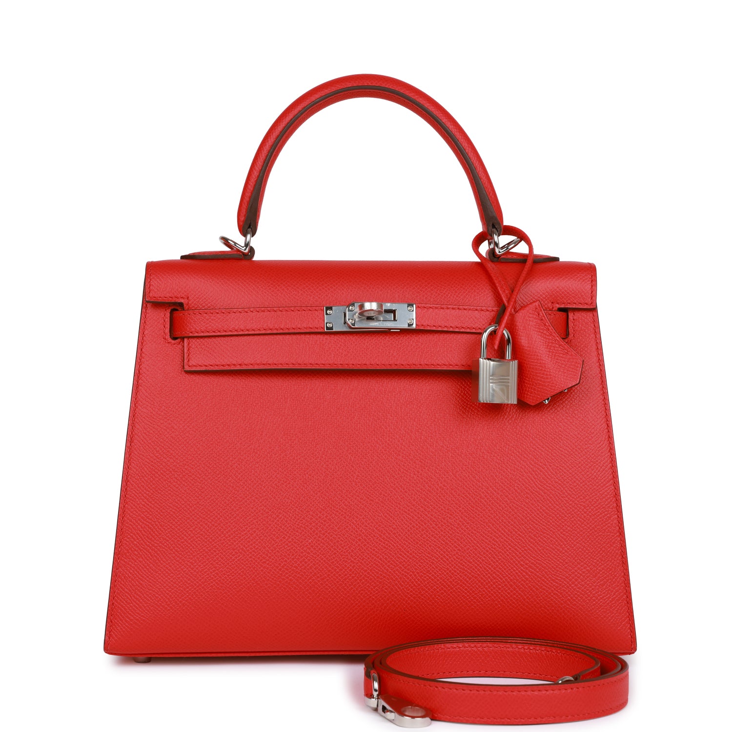 Hermès Kelly Sellier 25 Rouge de Coeur Verso Epsom Palladium Hardware