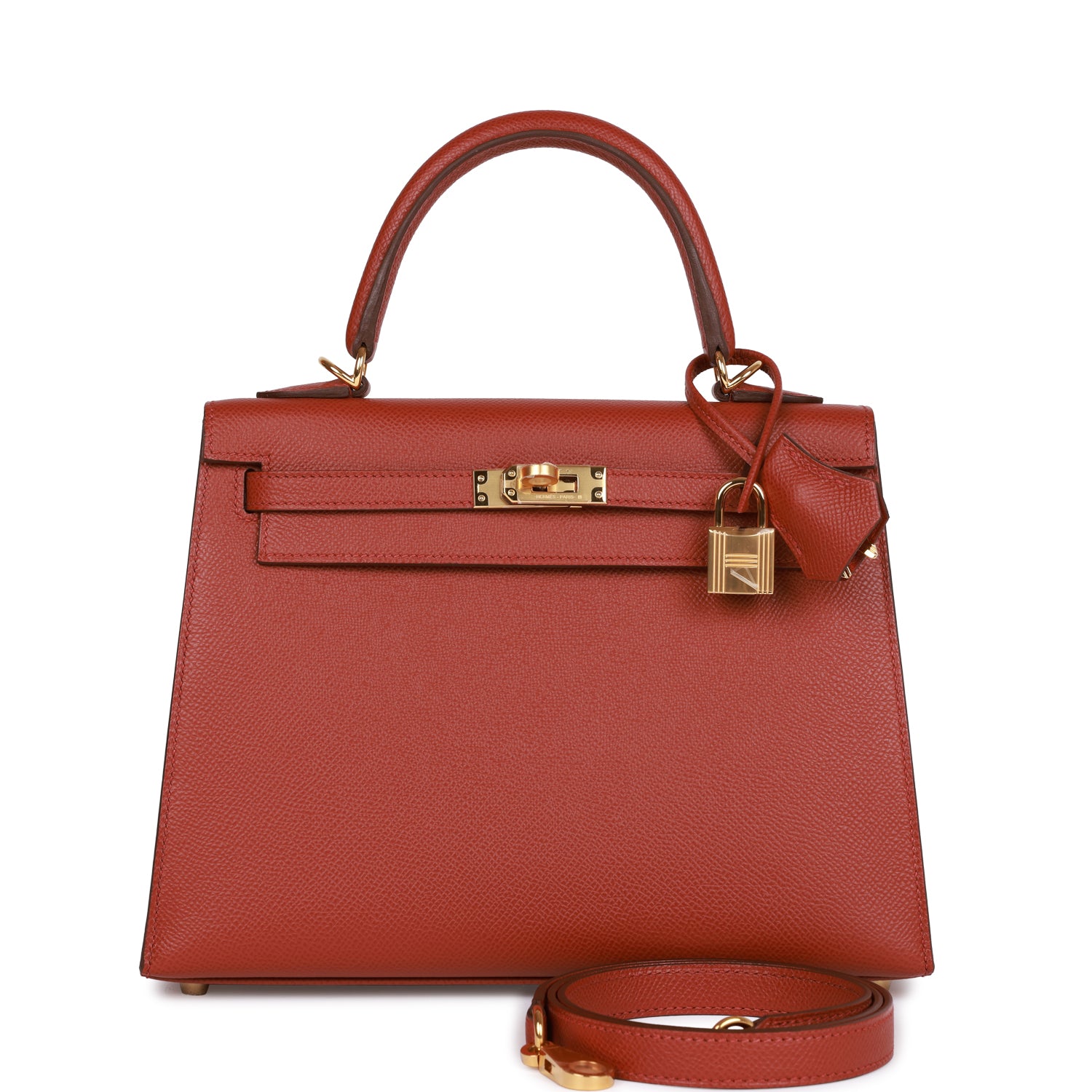 Hermès Kelly Sellier 25 Rouge Venetian Epsom Gold Hardware