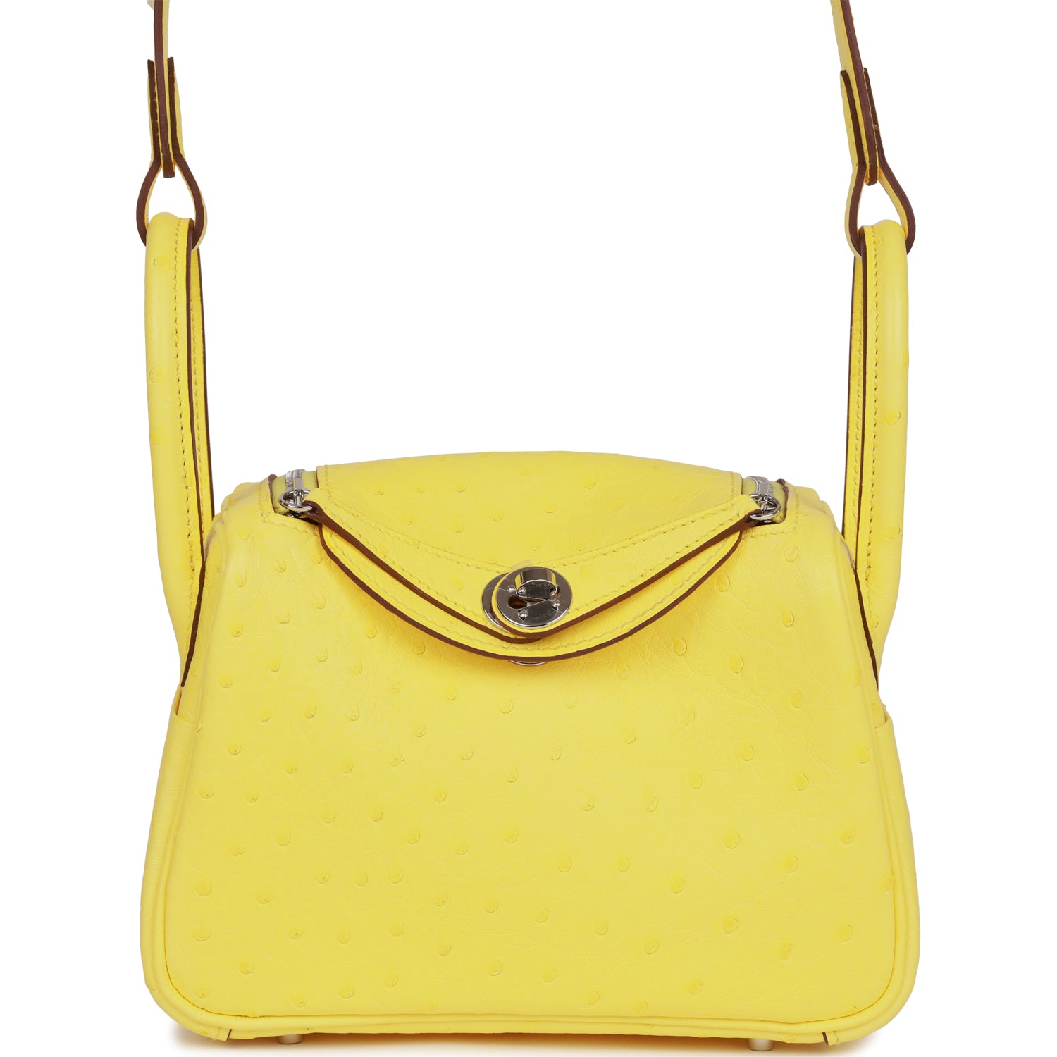 Hermès Mini Lindy Jaune Citron Ostrich Palladium Hardware