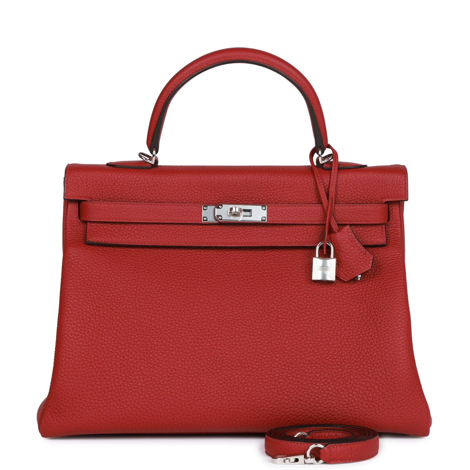 Hermès Special Order (HSS) Kelly Retourne 35 Rouge Grenat Verso Togo Palladium Hardware