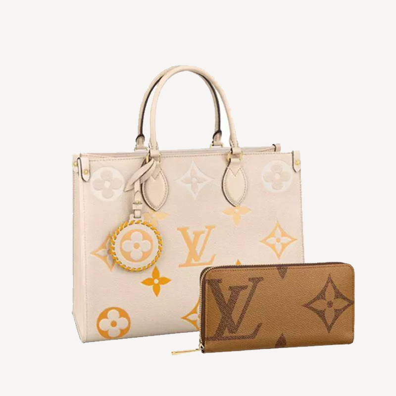 LOUIS VUITTON On-the-go MM long wallet 2-piece set deals Ref:M45717+M69353