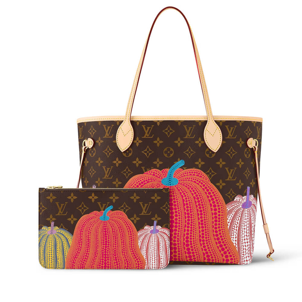 LV x YK Neverfull MM with Pumpkin Print M46468