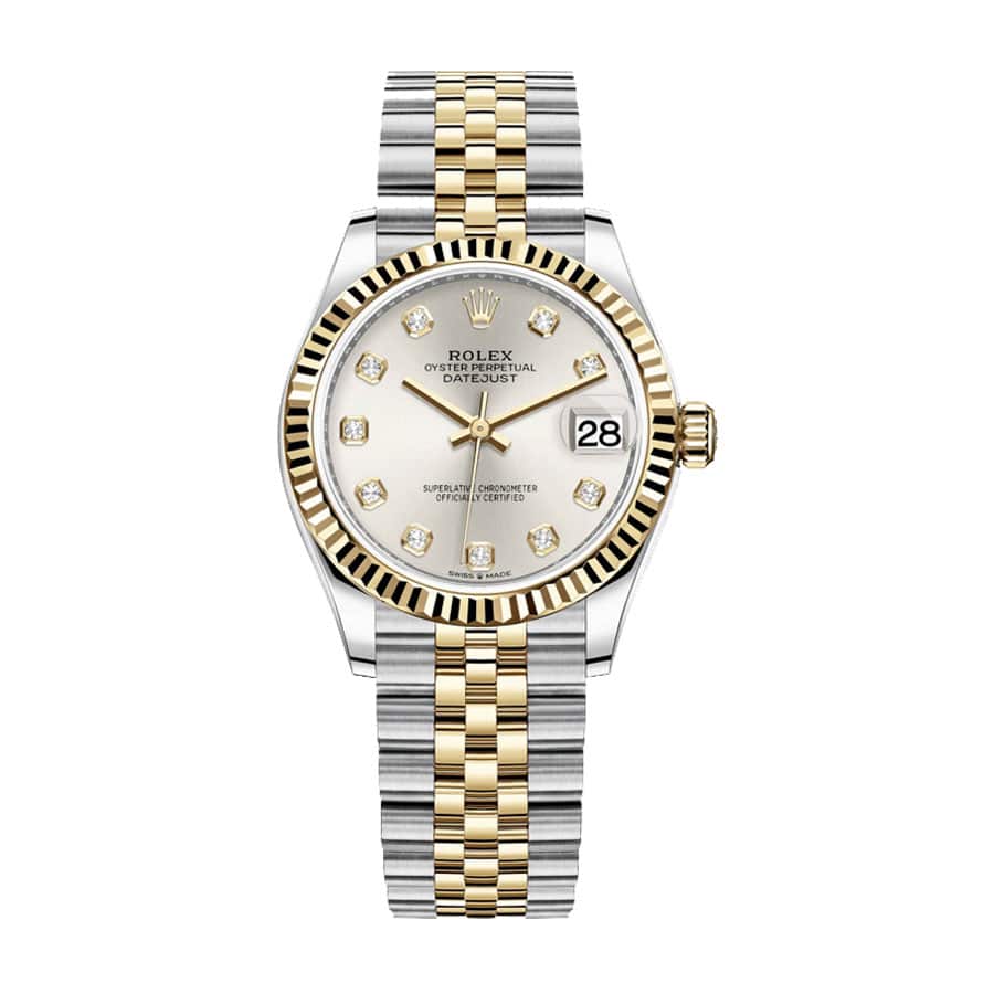 Rolex Datejust 278273 Steel And Yellow Gold Silver With Diamond Dial Replica