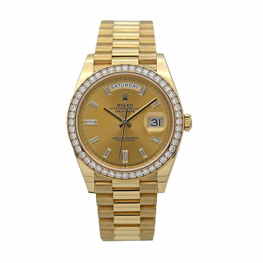 Rolex Day-Date 228348RBR KW Yellow Gold & Diamonds Champagne Dial Replica