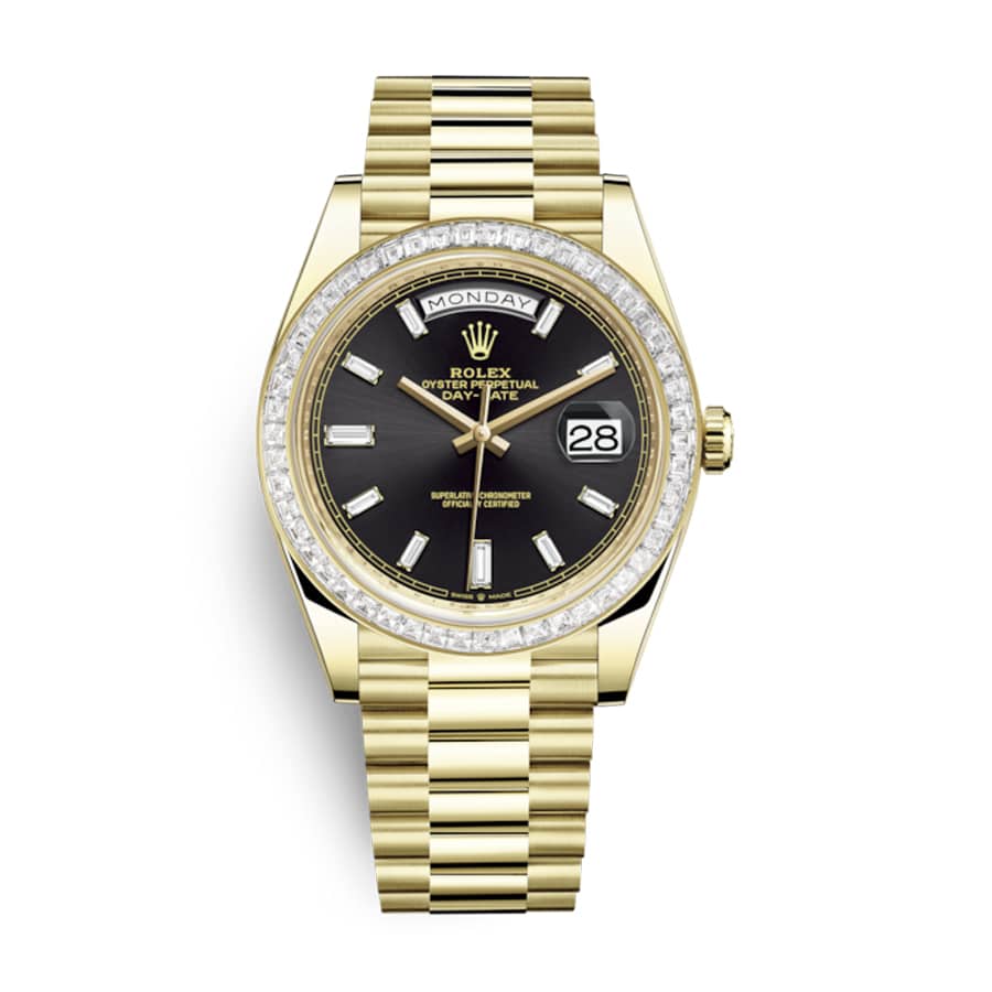 Rolex Day-Date 228398TBR Yellow Gold & Diamonds Black Dial Replica