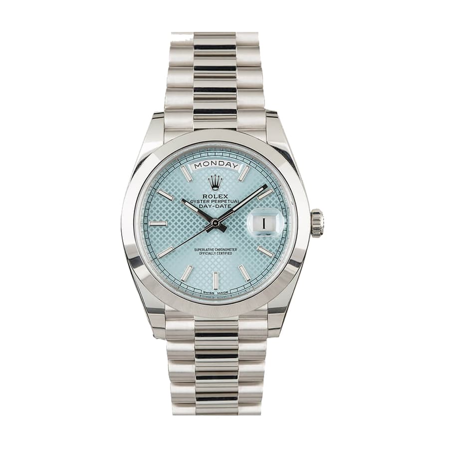 Rolex Day Date Ice Blue Baguette Dial Platinum Presidential 228206 Replica